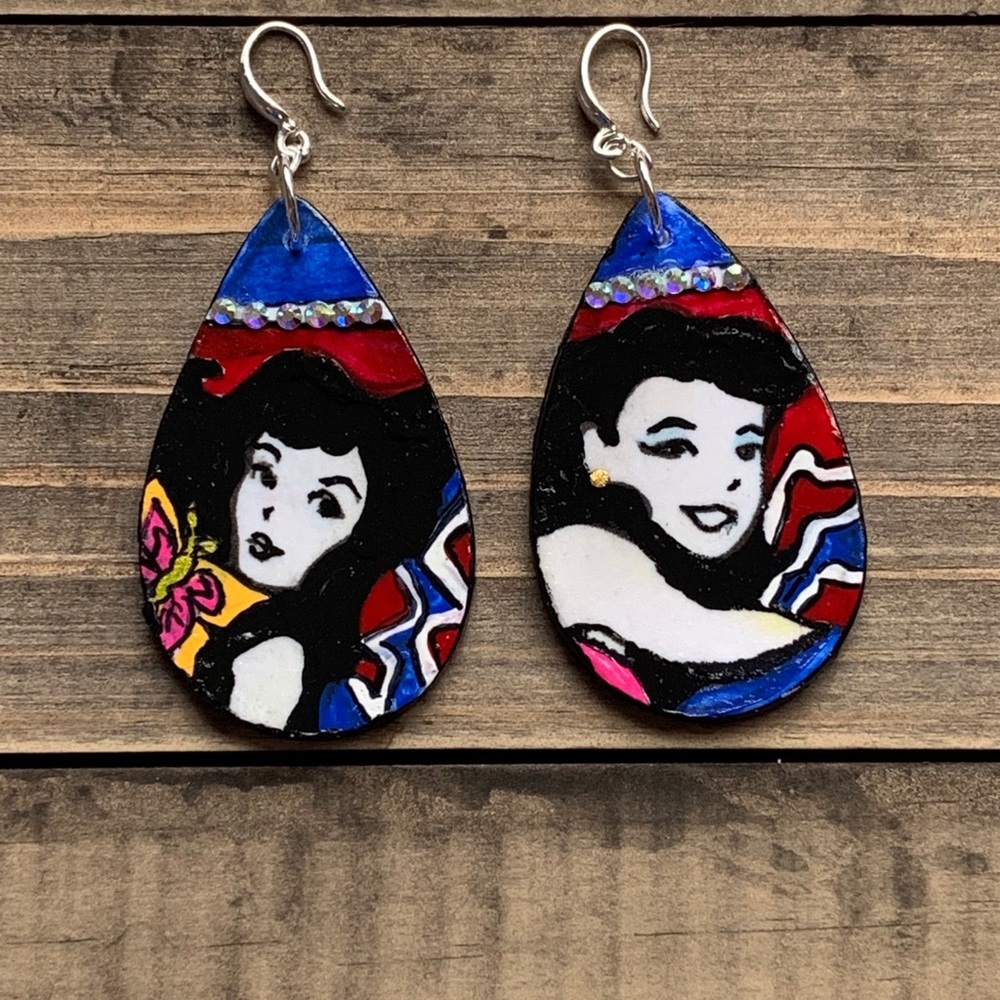 Artisan hand painted earrings polymer clay